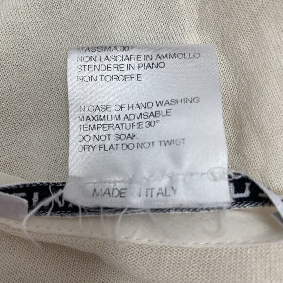 Liviana Conti Long Sleeve Top Blouse Silk Cotton Ivory V neck Knit Button M - Picture 8 of 9